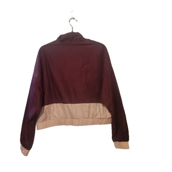 Hollister Womans Windbreaker Cropped Maroon L 1/4 Zip w/ Pockets - Picture 5 of 7